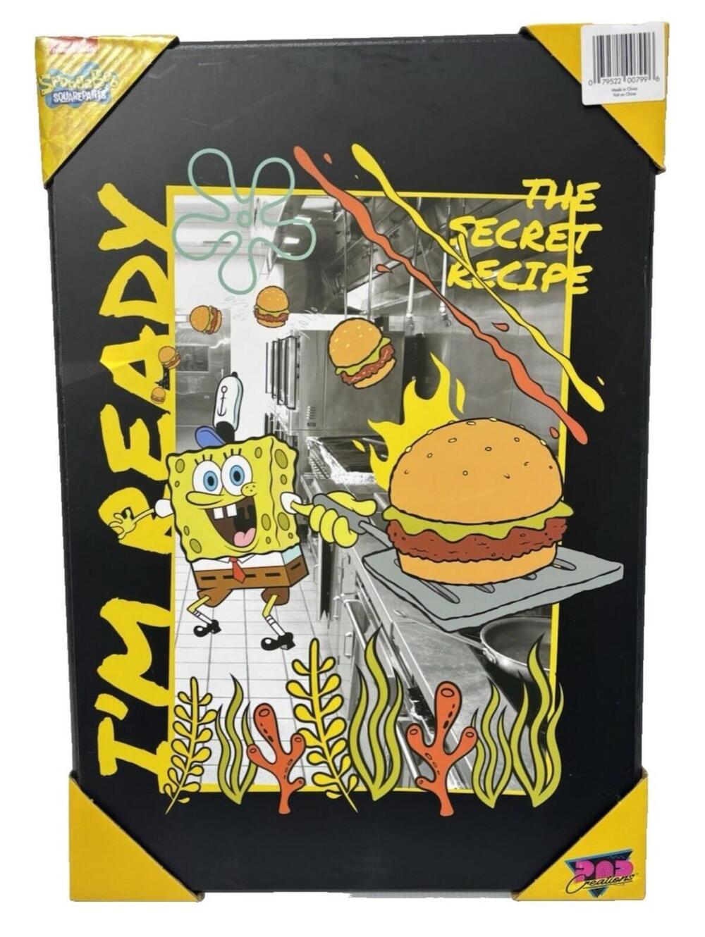 Nickelodeon SpongeBob “I’m Ready The Secret Recipe” Wall Art Hardboard Rare NEW